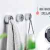 nuoshen 3 Pieces Premium Adhesive Round Towel Holder, Adhesive Towel Hooks Round Wall Mount Hook Tea Towel Holder for Bathroom, Kitchen and Home, No Drilling Required - Image 3