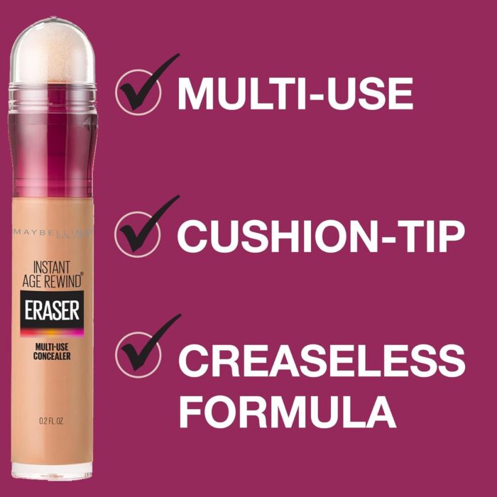 Maybelline Concealer Instant Anti Age Eraser Eye Concealer, Dark Circles and Blemish Concealer, Ultra Blendable Formula 01 Light - Image 3