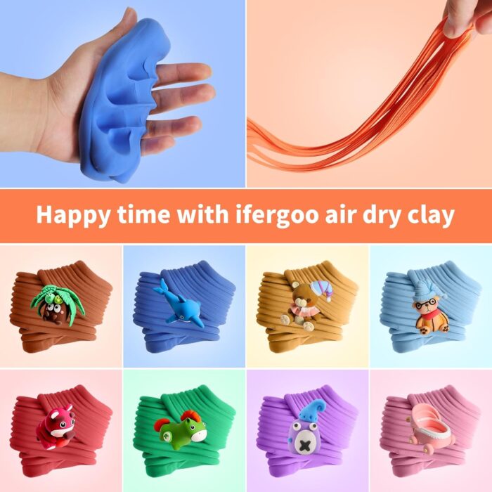 CiaraQ Air Dry Clay - 36 Colors Air Dry Ultra Light Magic Clay, No-Toxic Modeling Clay & Dough, Creative Art DIY Kids Art Crafts, Best Gift for Boys & Girls - Image 2