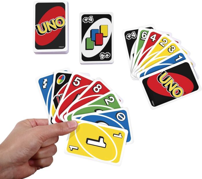 Mattel Games UNO, Classic Card Game for Kids and Adults for Family Game Night, Use as a Travel Game or Engaging Gift for Kids, 2 to 10 Players, Ages 7 and Up - Image 5