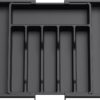 Lifewit Cutlery Drawer Organiser, Expandable Utensil Tray for Kitchen, Adjustable Silverware and Flatware Holder, Compact Plastic Storage for Spoons Forks Knives, Large, Black
