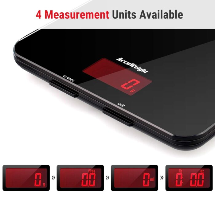 ACCUWEIGHT 201 Digital Kitchen Scales with Tempered Glass Platform Electronic Weighing Food Scale with Backlit LCD Display Multifunctional, for Office School Home Baking Cooking, 5kg/11lb - Image 6