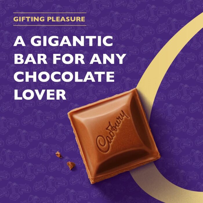 Cadbury Dairy Milk Chocolate Gift Bar, Extra-Large, Rich Taste, Suitable for Vegetarians, Sustainable Cocoa - Image 2