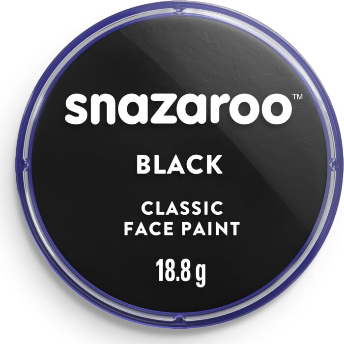 Snazaroo Classic Face and Body Paint for Kids and Adults, Black Colour, Water Based, Easily Washable, Non-Toxic, Makeup, Body Painting for Parties, for Ages 3+