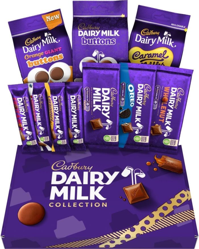 Cadbury Dairy Milk Deluxe Chocolate Hamper, Gift Box of 10 Assorted Chocolate Bars and Bags