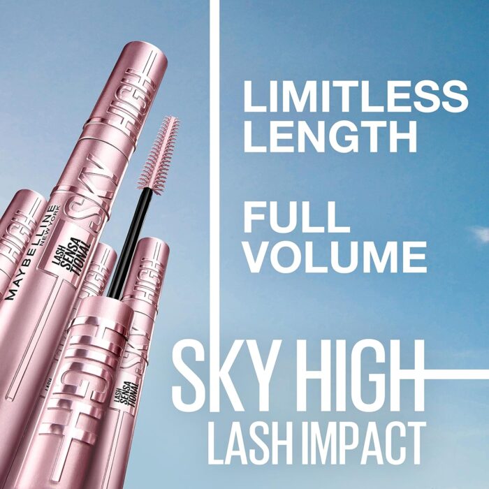 Maybelline New York Lash Sensational Sky High Mascara, Volumising & Lengthening Mascara, Washable Flake-Free Formula Infused with Bamboo Extract & Fibres, 7 ml, Shade: 01, Black - Image 3