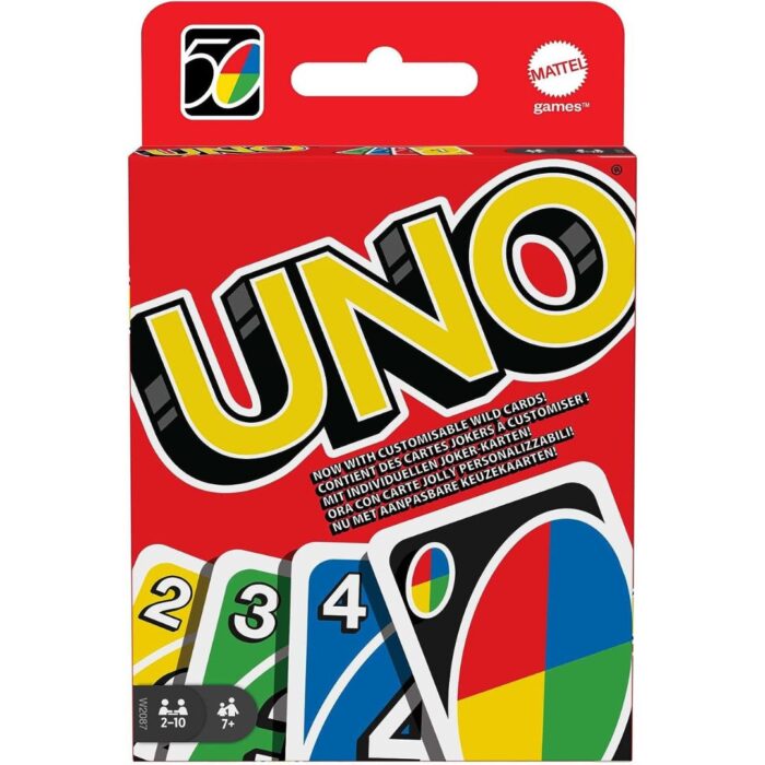 Mattel Games UNO, Classic Card Game for Kids and Adults for Family Game Night, Use as a Travel Game or Engaging Gift for Kids, 2 to 10 Players, Ages 7 and Up