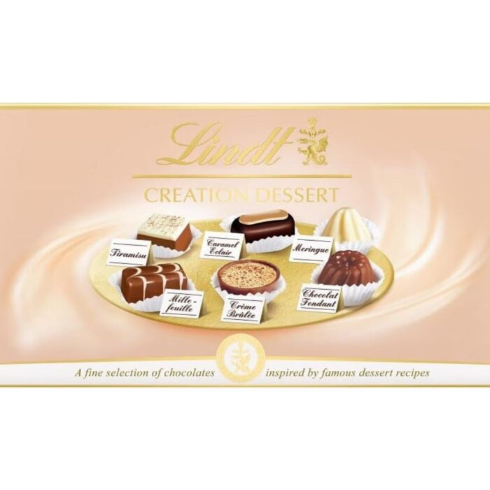 Lindt Creation Dessert - 18 Assorted Fine Dark, Milk and White Chocolate Box Medium, 173g - Gift Present or Sharing Box - Birthday, Celebrations, Congratulations, Thank you (Packaging may vary)