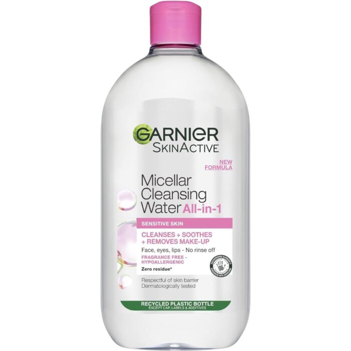 Garnier Micellar Cleansing Water, Gentle face Cleanser & Makeup Remover, Fragrance-Free, Vegan Formula, Suitable For All Skin Types, Even Sensitive, Skin Active, 700ml