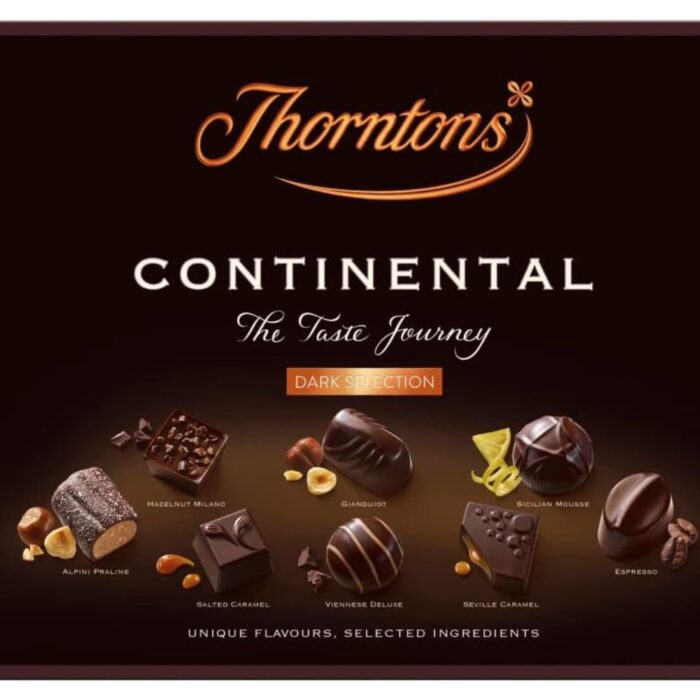 Thorntons Continental Dark Selection, Chocolate Hamper, Dark Chocolate Gift Box, Inspired by European Flavours, Assorted Dark Chocolates